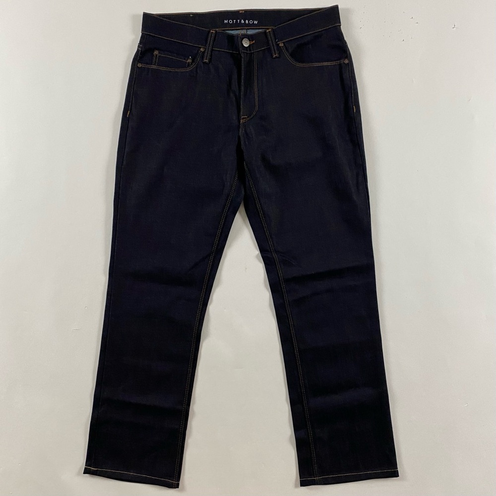 Mott & Bow Jeans Mens 32x32 Fit 33x30 Rivington Straight Raw Dark Wash Blue NWOT